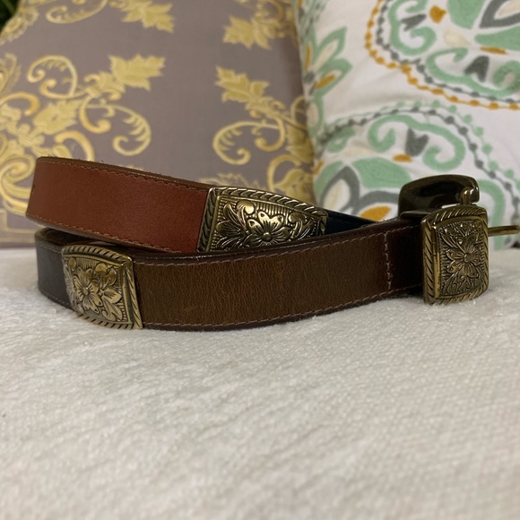 Floral Three tone leather Brighton belt - Picture 3 of 12